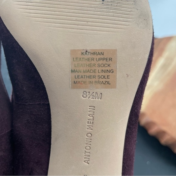 Antonio Melani Kathran Suede Chunky Block Heels Sz 8.5 burgundy - Picture 10 of 12